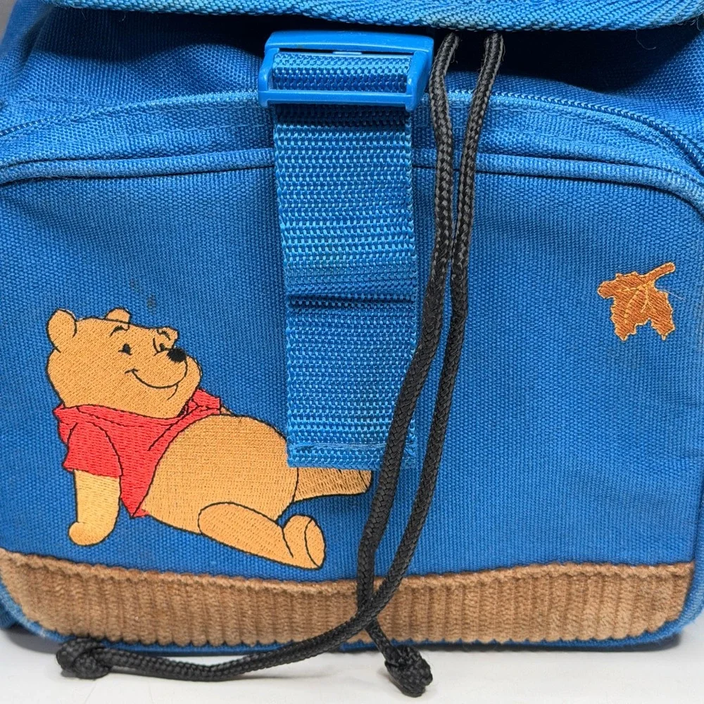 Vtg 90s Disney Winnie The Pooh Kid's Pooh 100 Acre Woods Blue Mini Backpack Bag